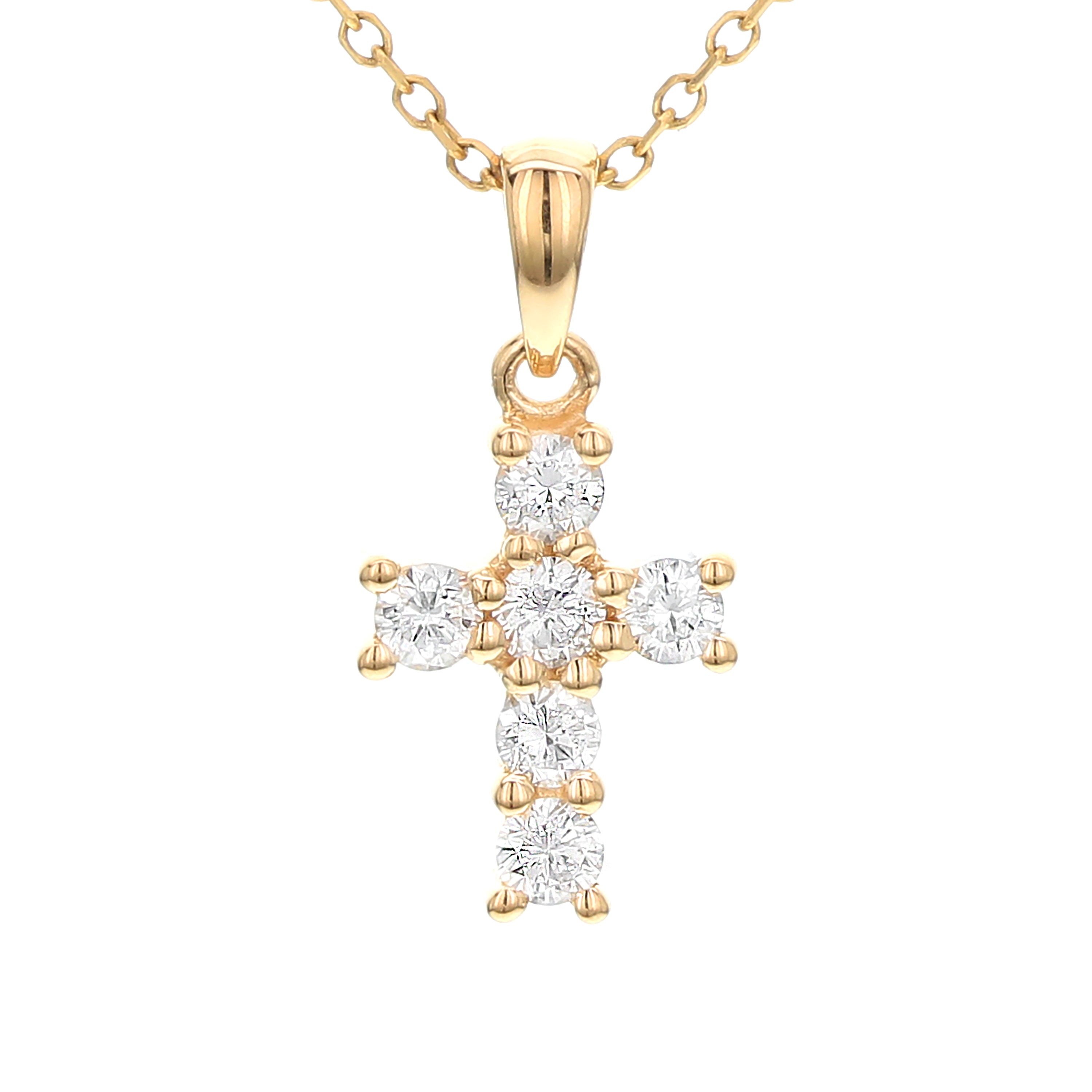 18kt Yellow Gold Diamond Cross Pendant Necklace