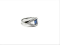 18kt White Gold 1.2ct Emerald Cut Blue Sapphire and Diamond Fashion Ring