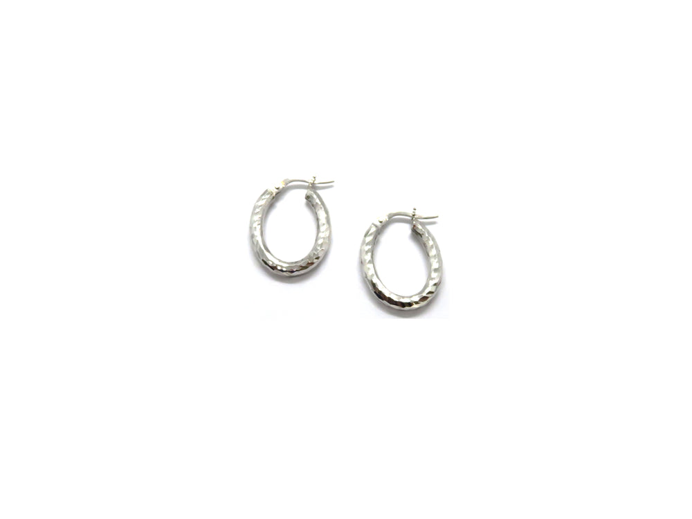 14kt White Gold Vergano Design Small Oval Hoop Earrings