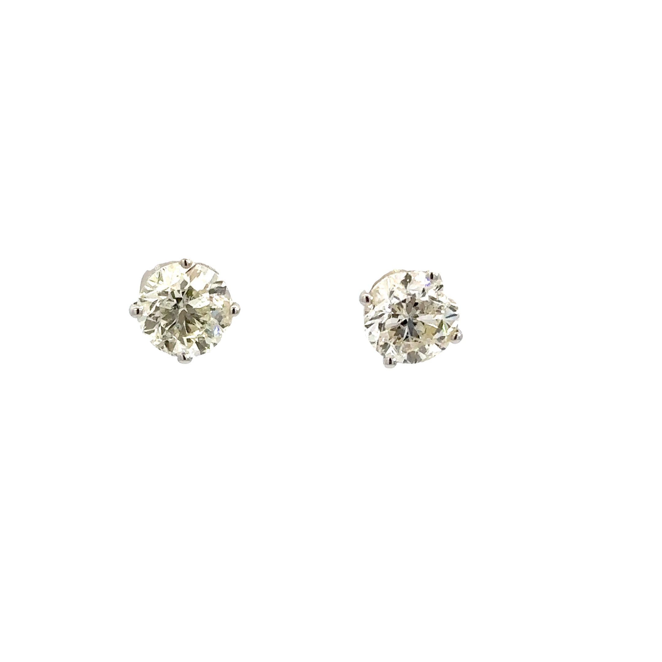 14k White Gold 3.02cttw Diamond Stud Earrings