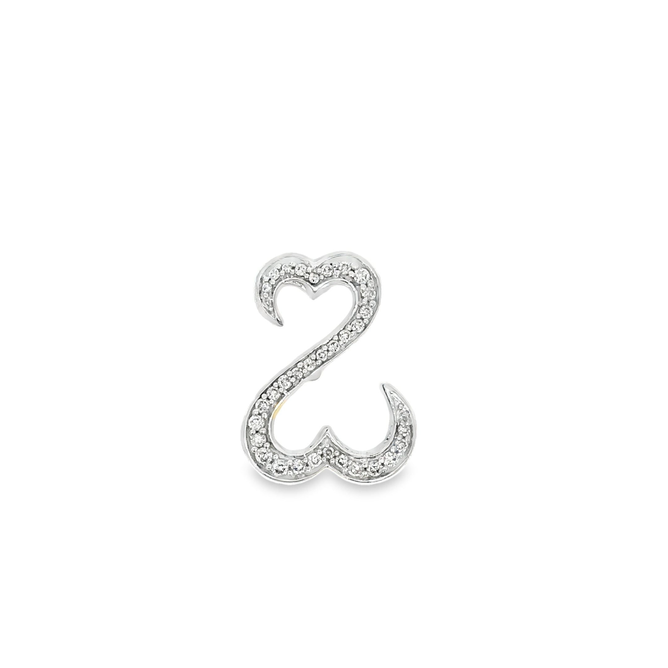 14k White Gold Double Open-Ended Heart Pendant