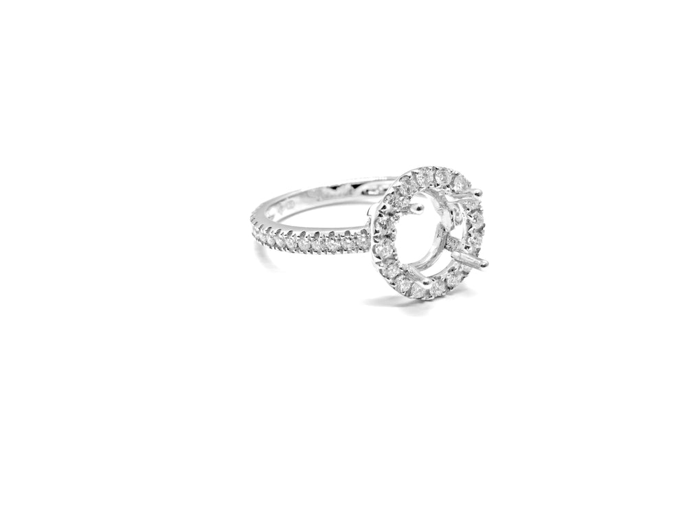 18kt White Gold Semi-mount Halo Style Diamond Engagement Ring