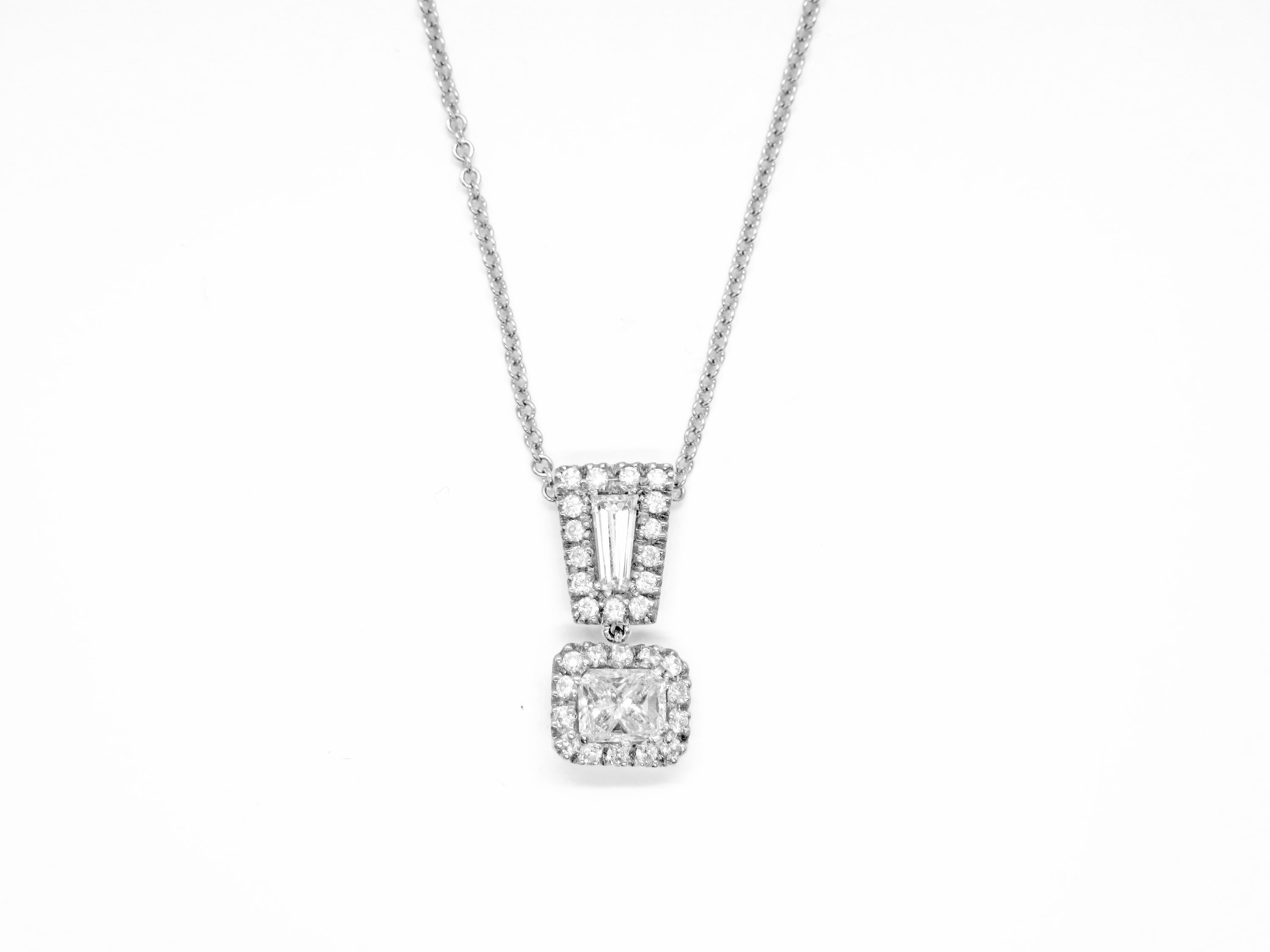 14kt White Gold Diamond Exclamation Point Drop Necklace