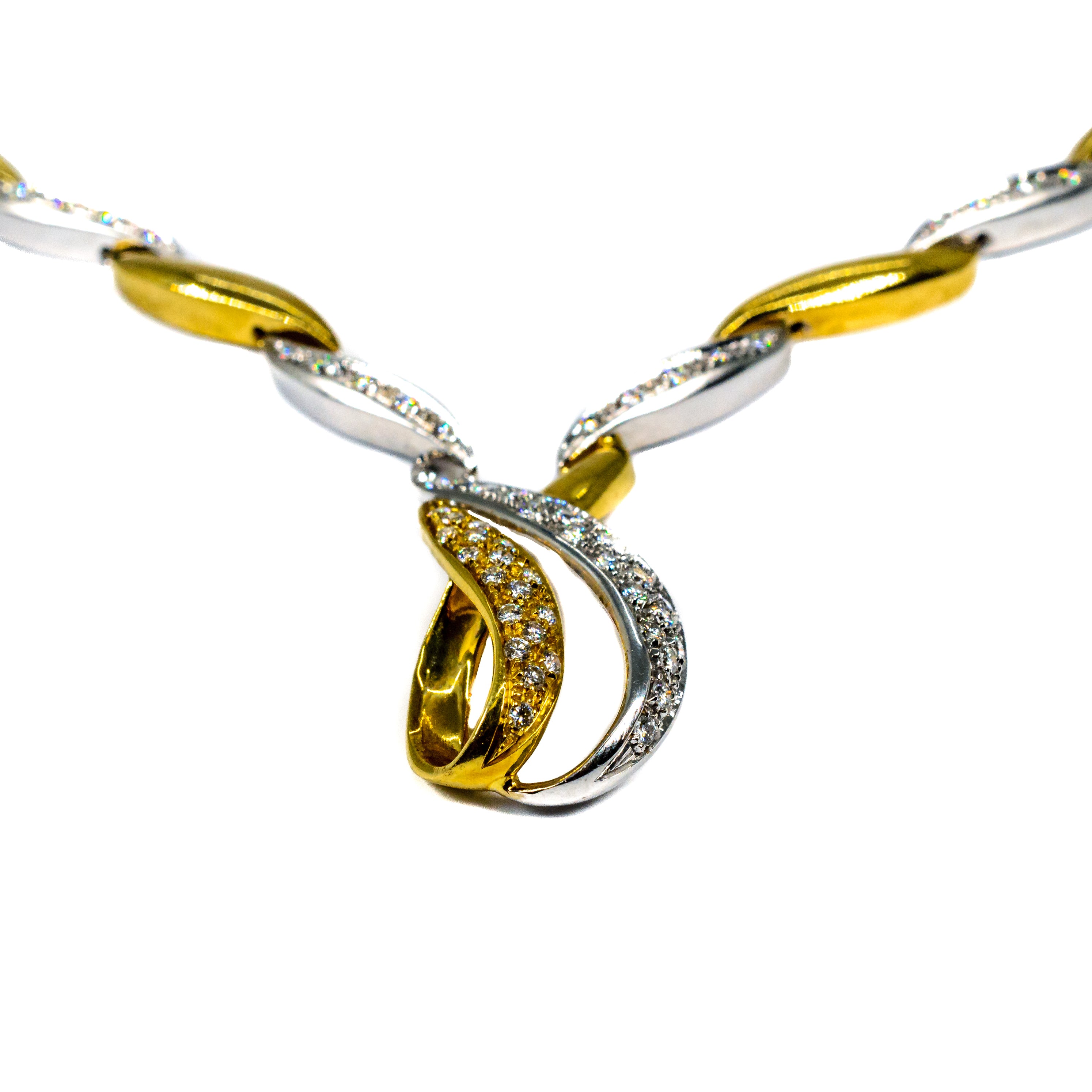 18kt Two-Tone Diamond Loop Necklace