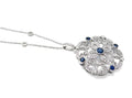 18kt White Gold Blue Sapphire and Diamond Pendant Necklace