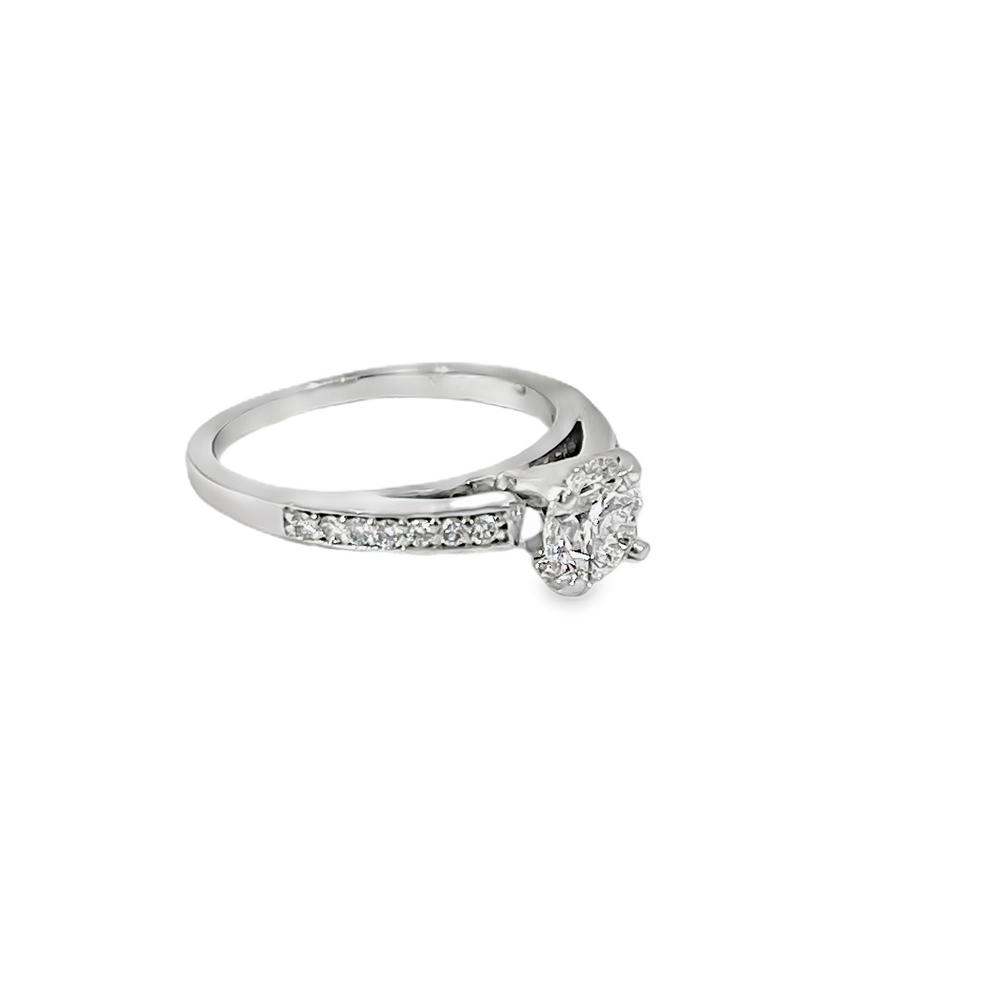 Estate 14K White Gold GIA Certified 1.01 Carat Round Brilliant Diamond Engagement Ring