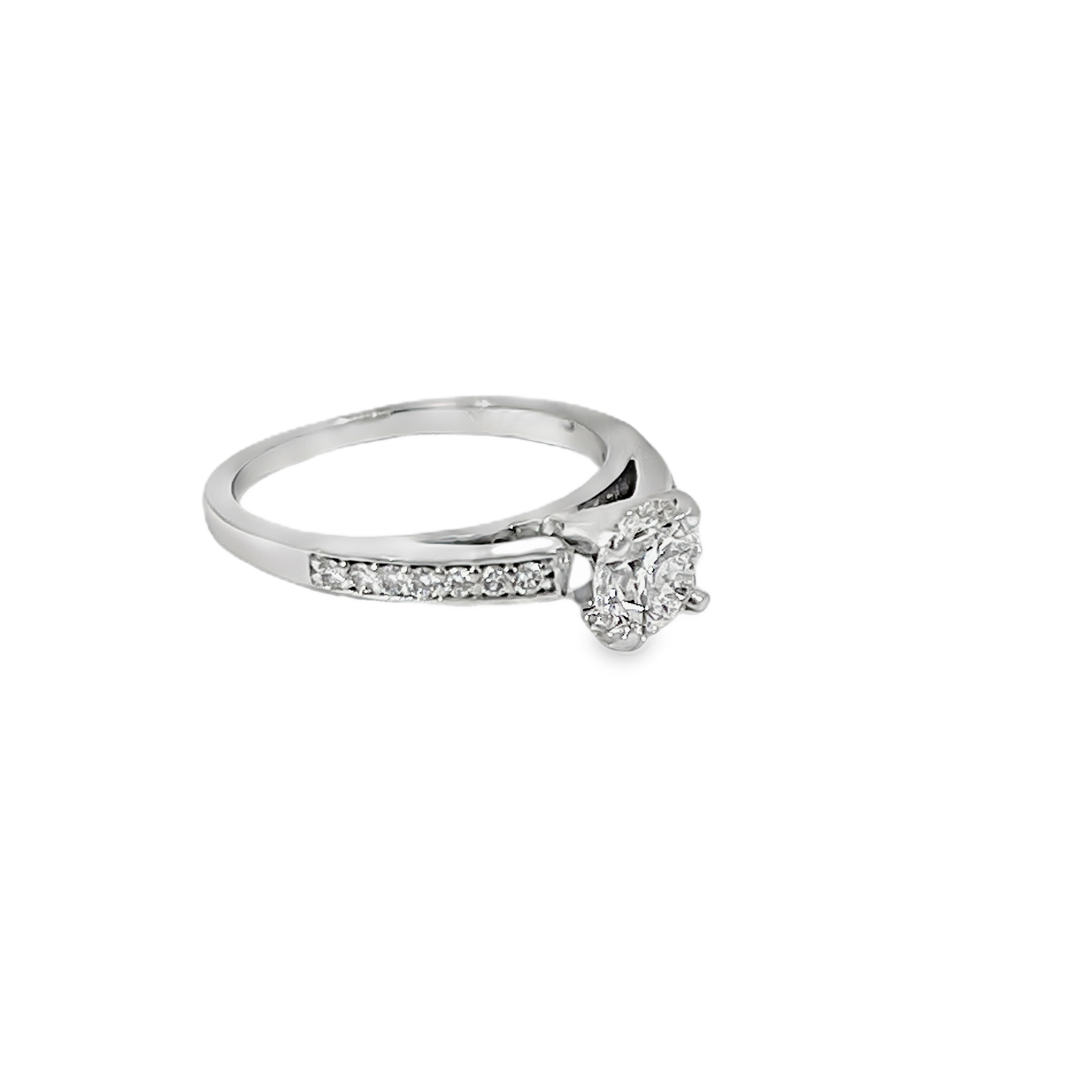 Estate 14K White Gold GIA Certified 1.01 Carat Round Brilliant Diamond Engagement Ring