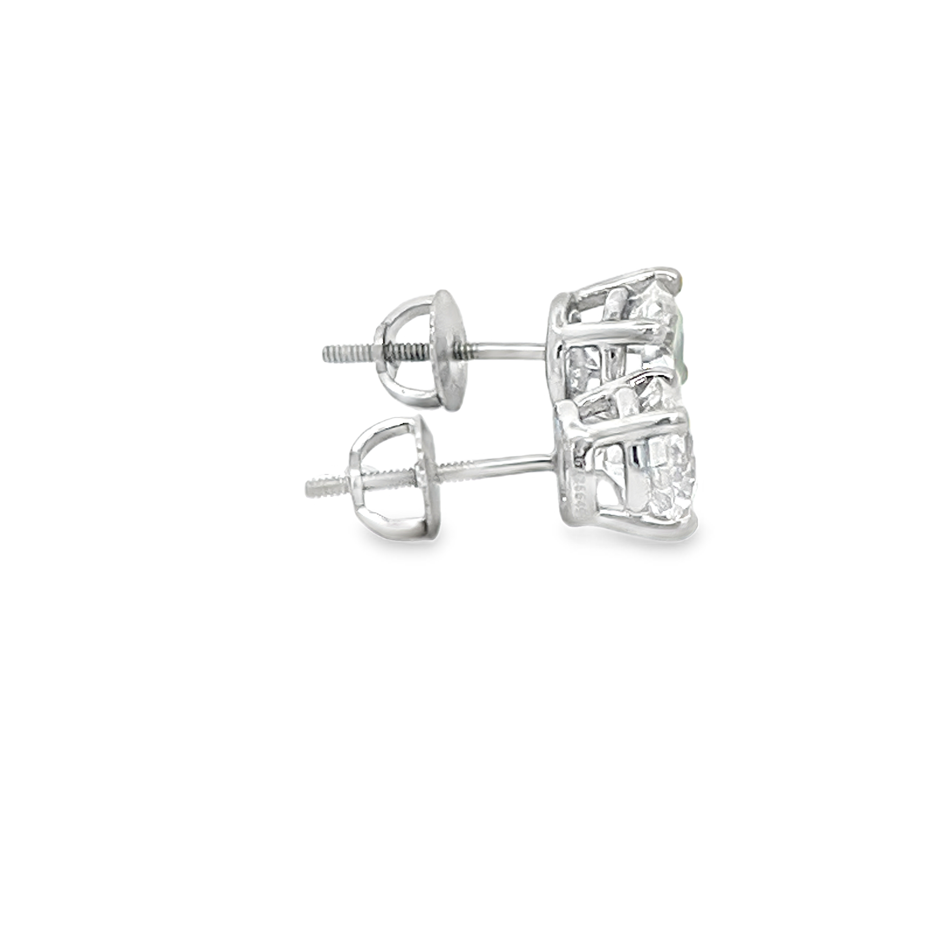 Estate Tiffany & Co. Platinum 2.50 Carat Diamond Stud Earrings | E/F VS