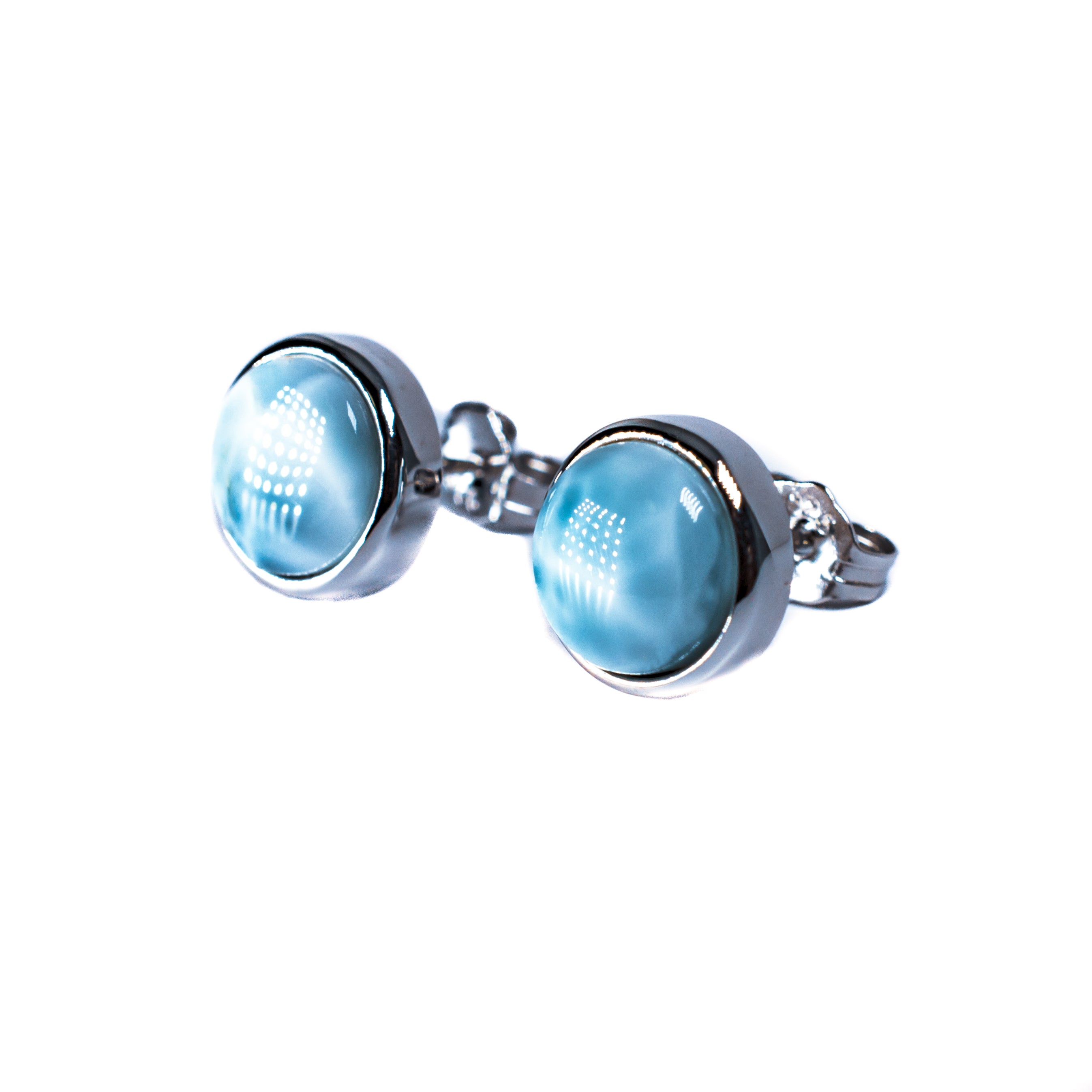 Sterling Silver Larimar 10mm Stud Earrings