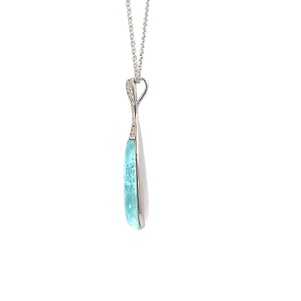 SS Larimar Teardrop Pendant wh