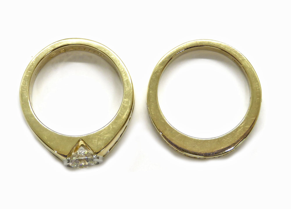 18kt Yellow Gold Diamond Engagement and Wedding Band Set