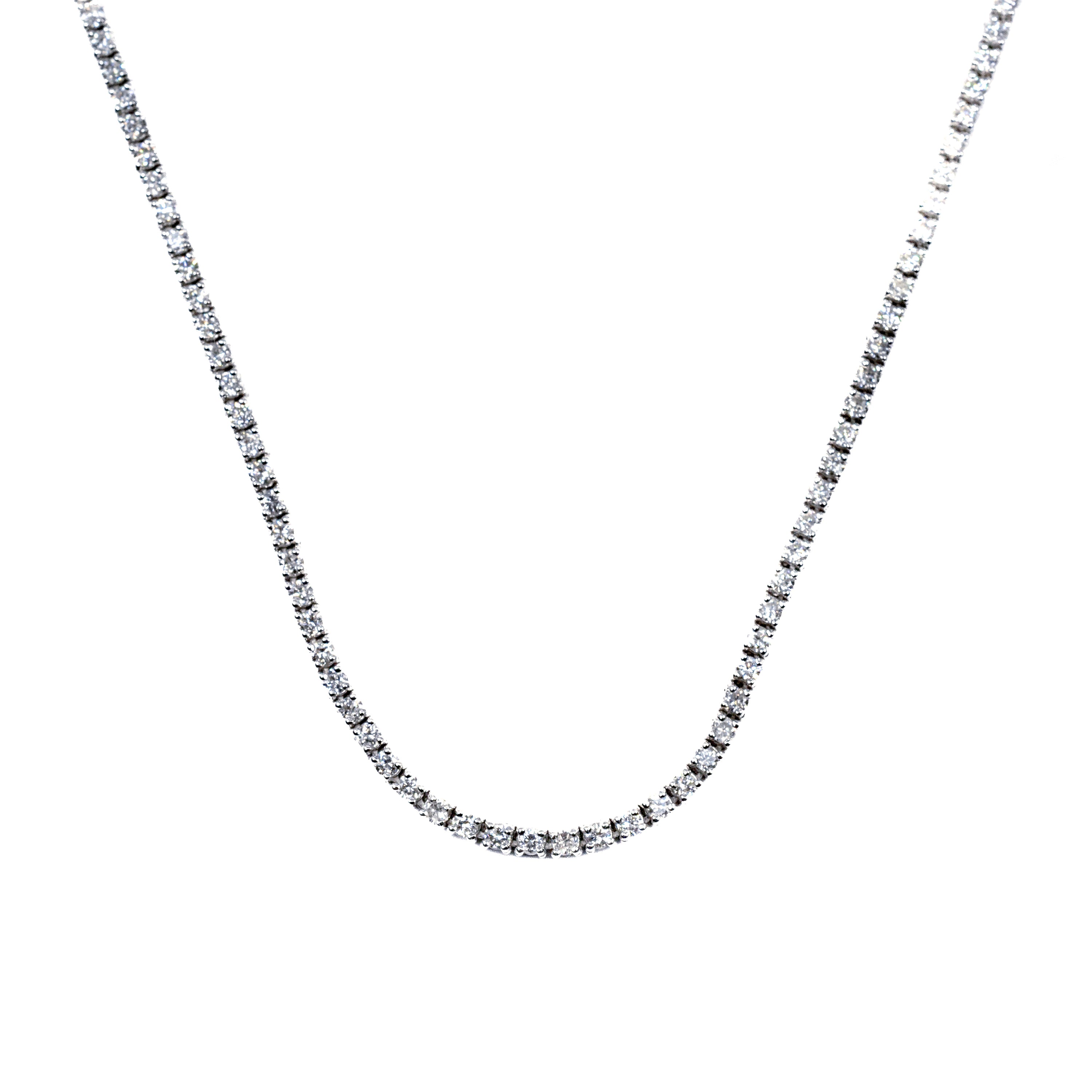 18kt White Gold 3.2ct Diamond Tennis Necklace