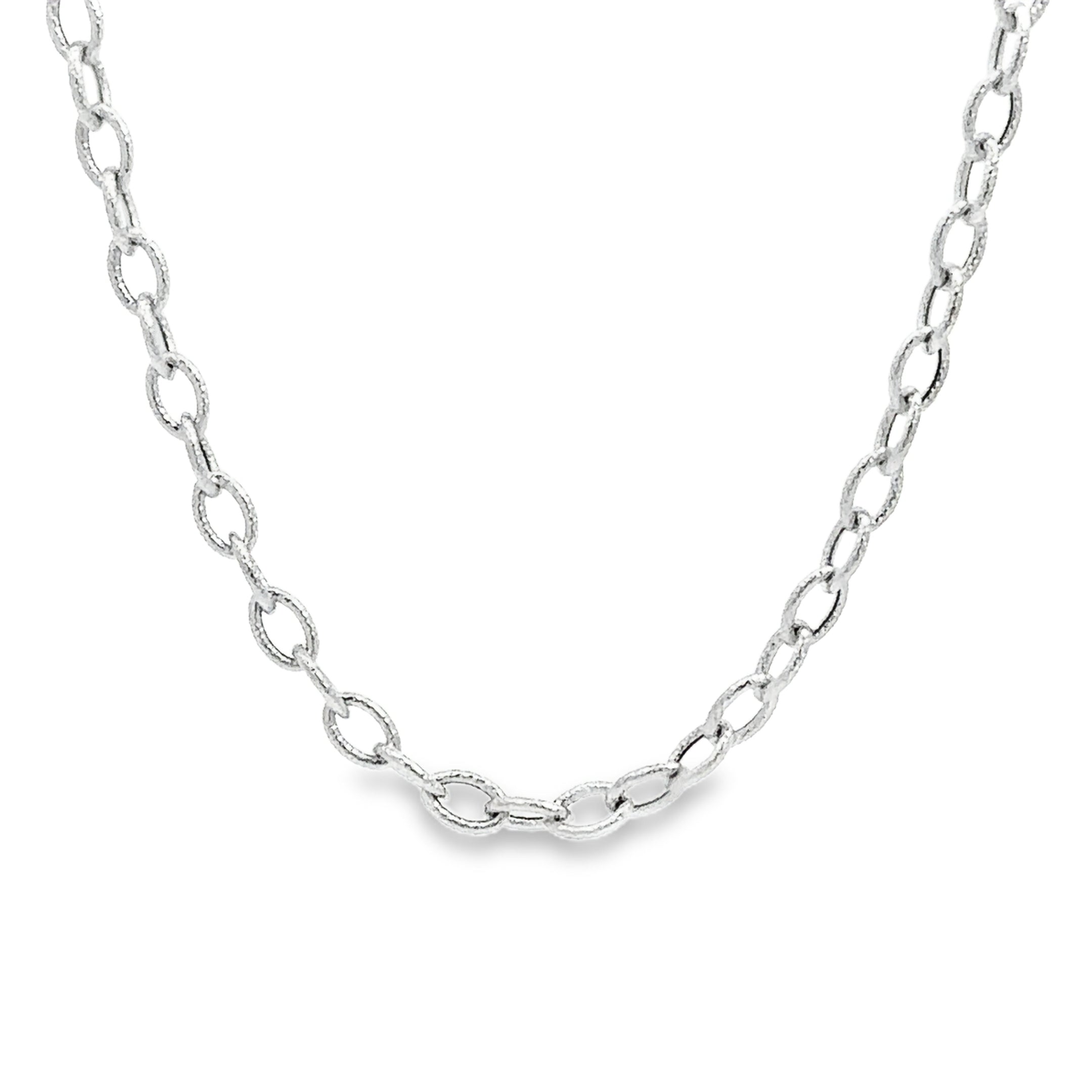 14k white gold open link textu