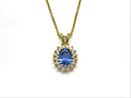 18kt Yellow Gold Diamond and 1.5ct Blue Sapphire Pendant Necklace
