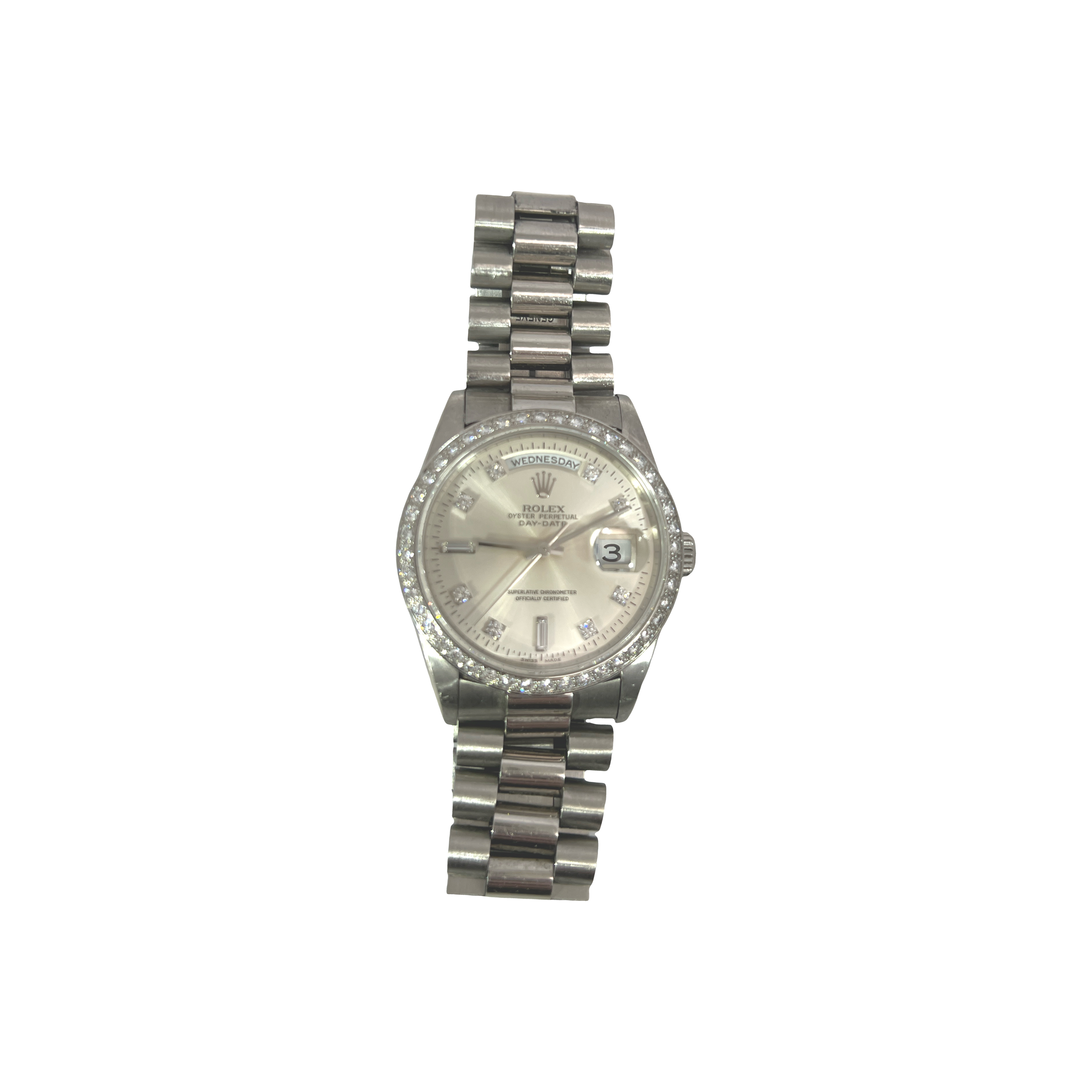 Rolex Day-Date 36 Platinum President Factory Diamond Dial & Diamond Bezel Ref. 18346