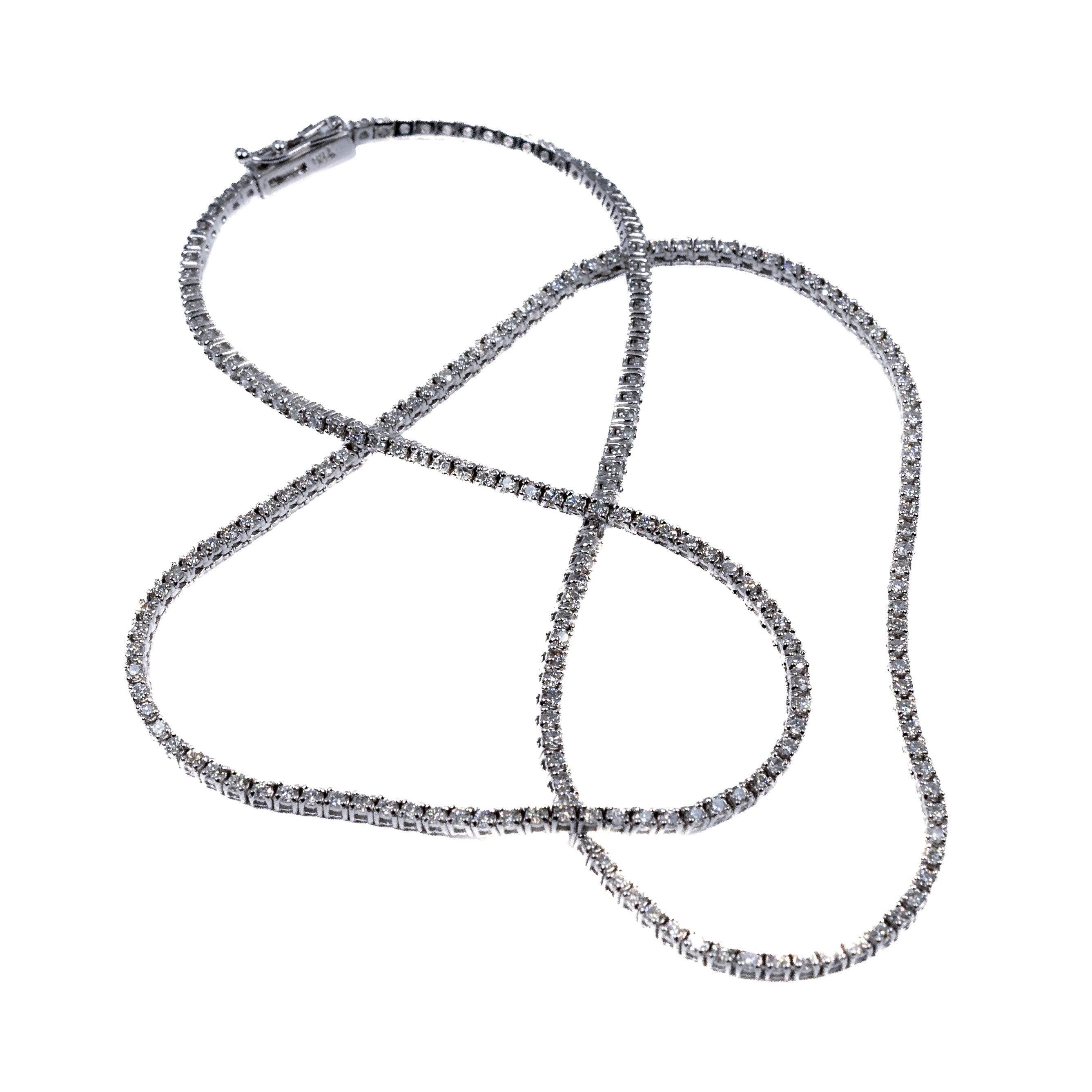 18kt White Gold 3.2ct Diamond Tennis Necklace