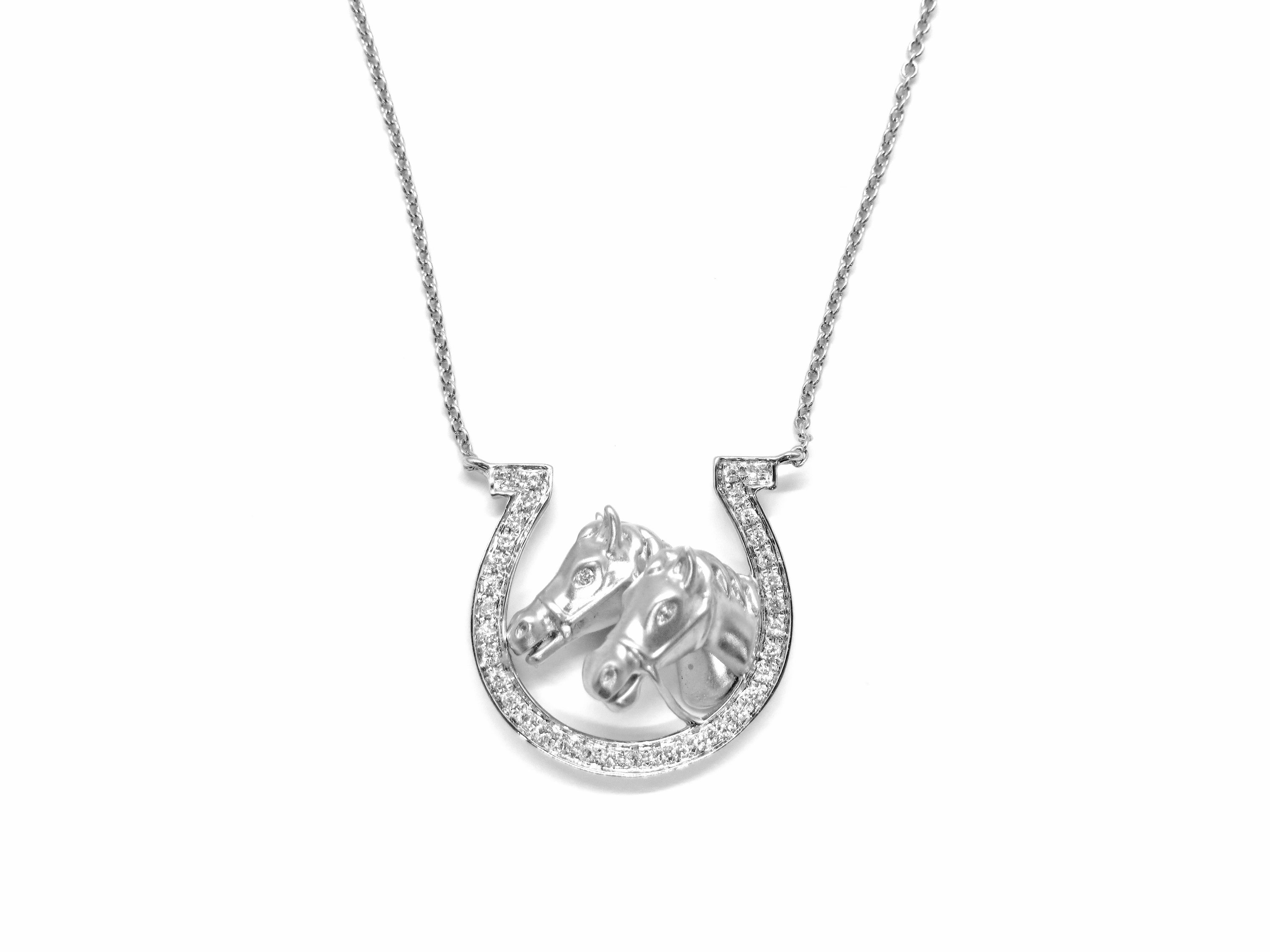14kt White Gold Diamond Horseshoe Necklace