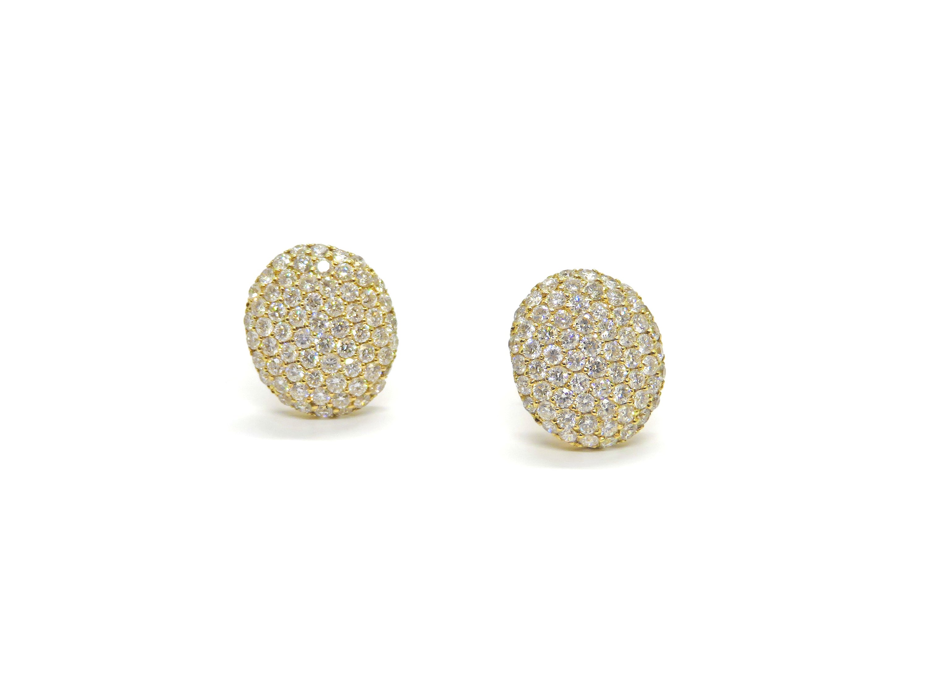 14kt Yellow Gold Pave Diamond Button Style Earrings