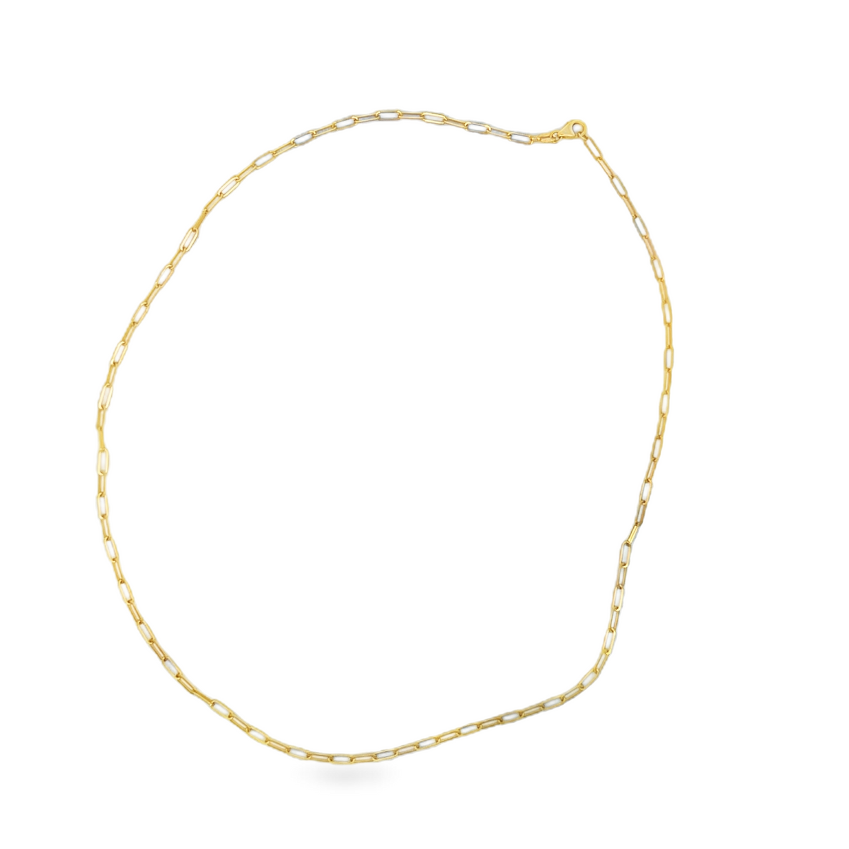 14K Yellow Gold Paperclip Link Chain Necklace, 2.1mm, 18 Inch