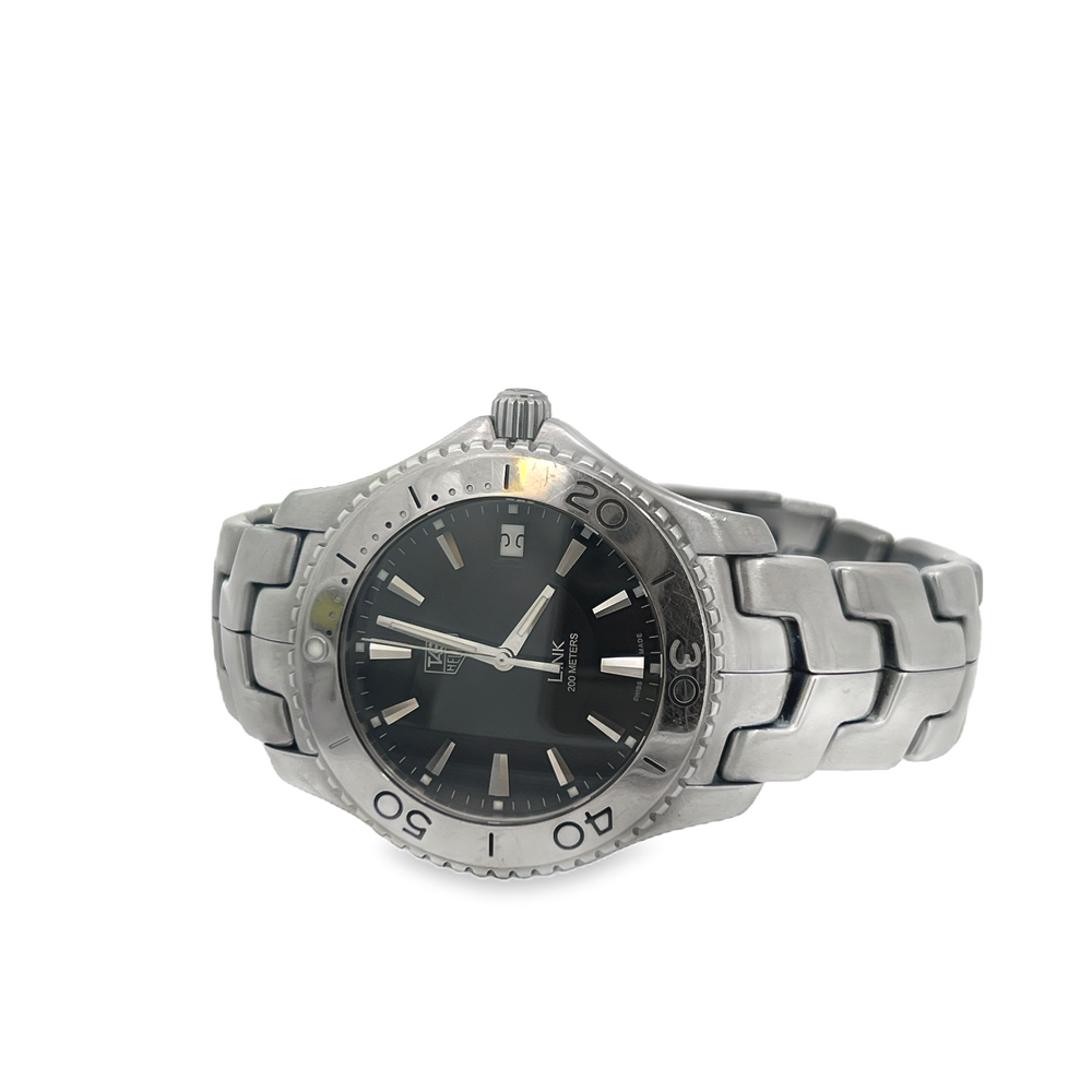 Pre-Owned TAG Heuer Link Black Dial Stainless Steel Quartz Ref. WJ1110 Men's Watch Box Included