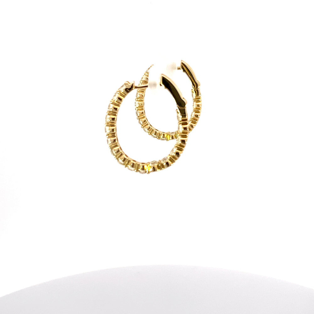 14kt yg Diamond Oval Hoops 32=