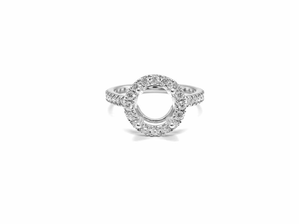 18kt White Gold Semi-mount Halo Style Diamond Engagement Ring