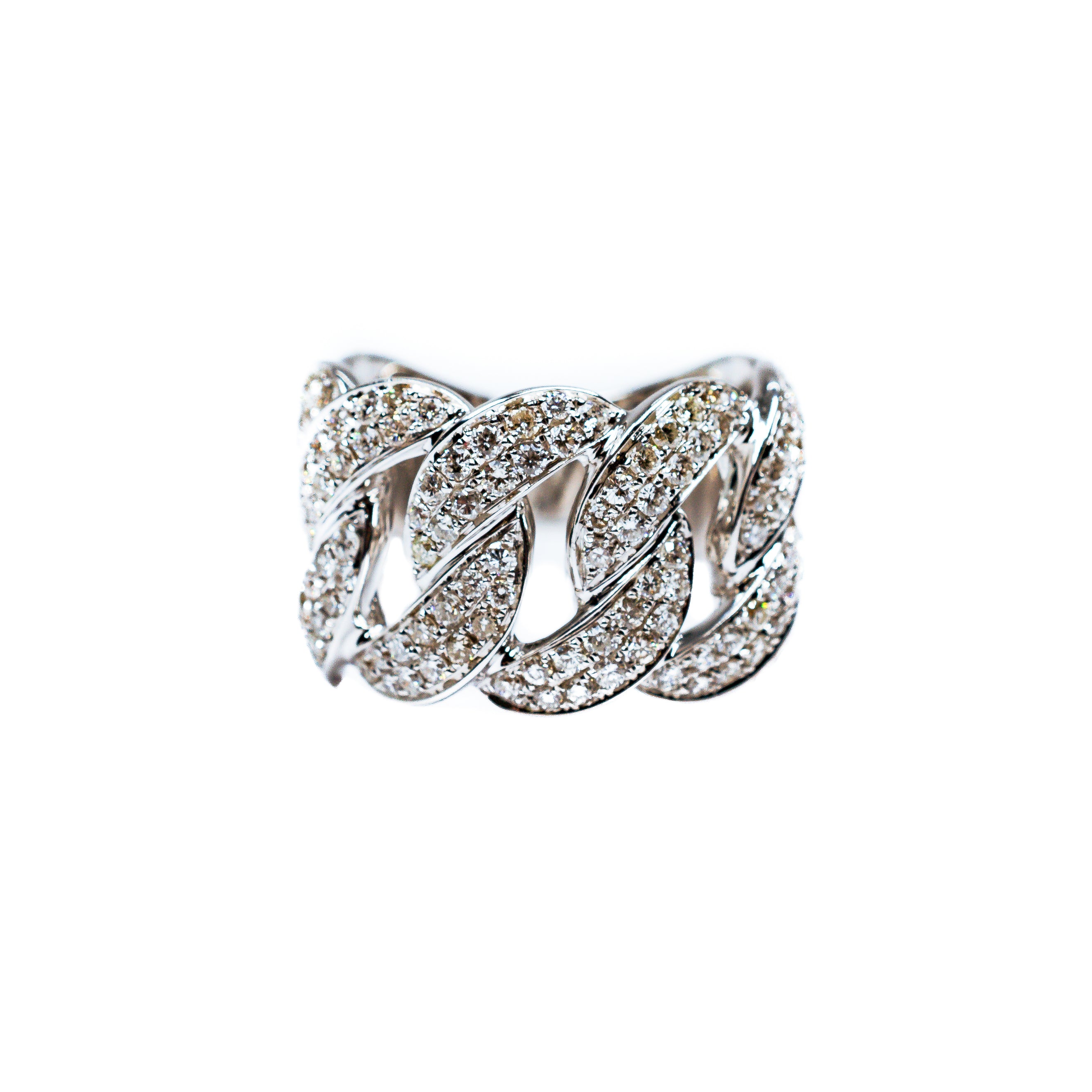 18kt White Gold Diamond Link Ring