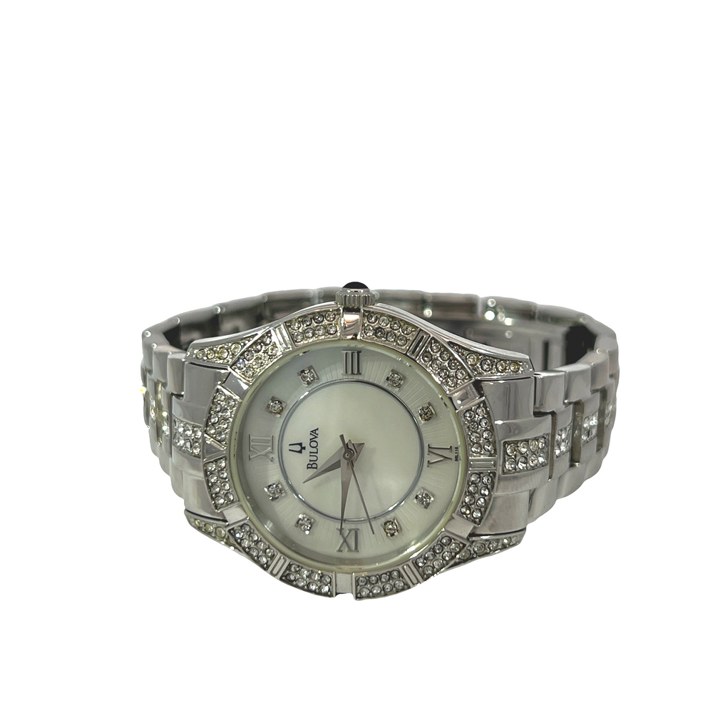 Pre-Owned Bulova Women's Crystal Accent Stainless Steel Quartz Watch Ref. 96L116