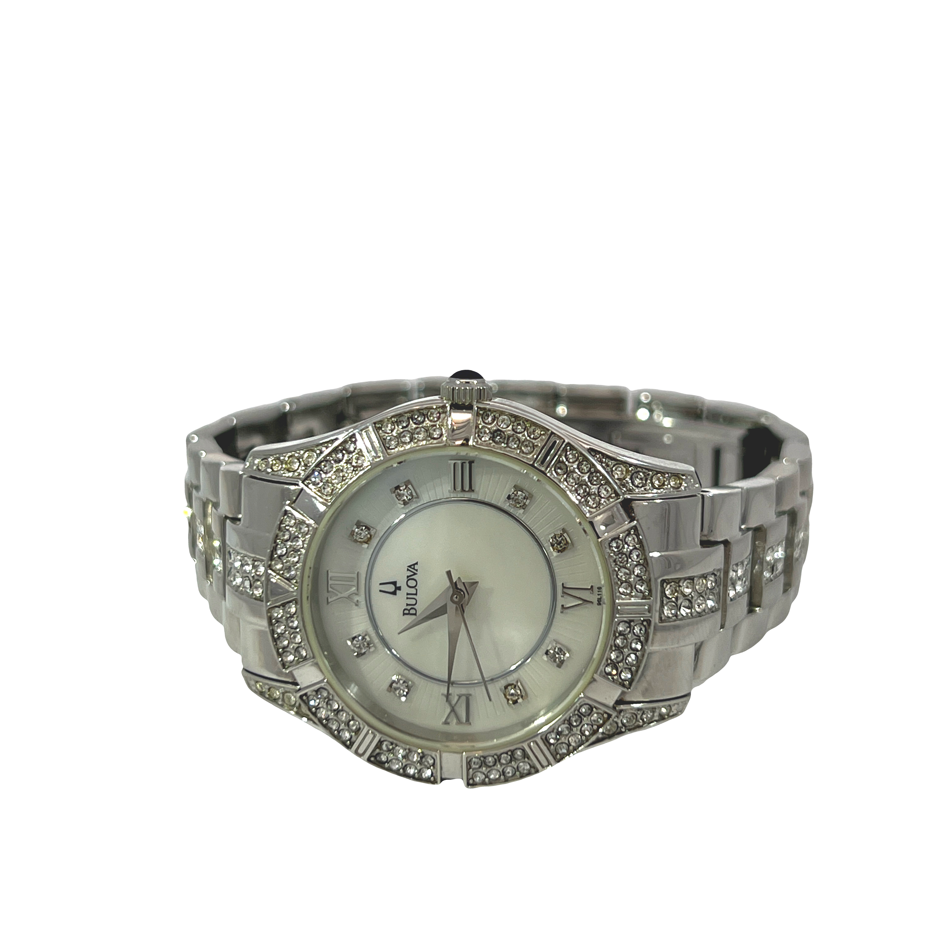 Pre-Owned Bulova Women's Crystal Accent Stainless Steel Quartz Watch Ref. 96L116
