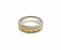 14kt Yellow and White Gold Art-Carved Design Rope Style Men's Wedding Band