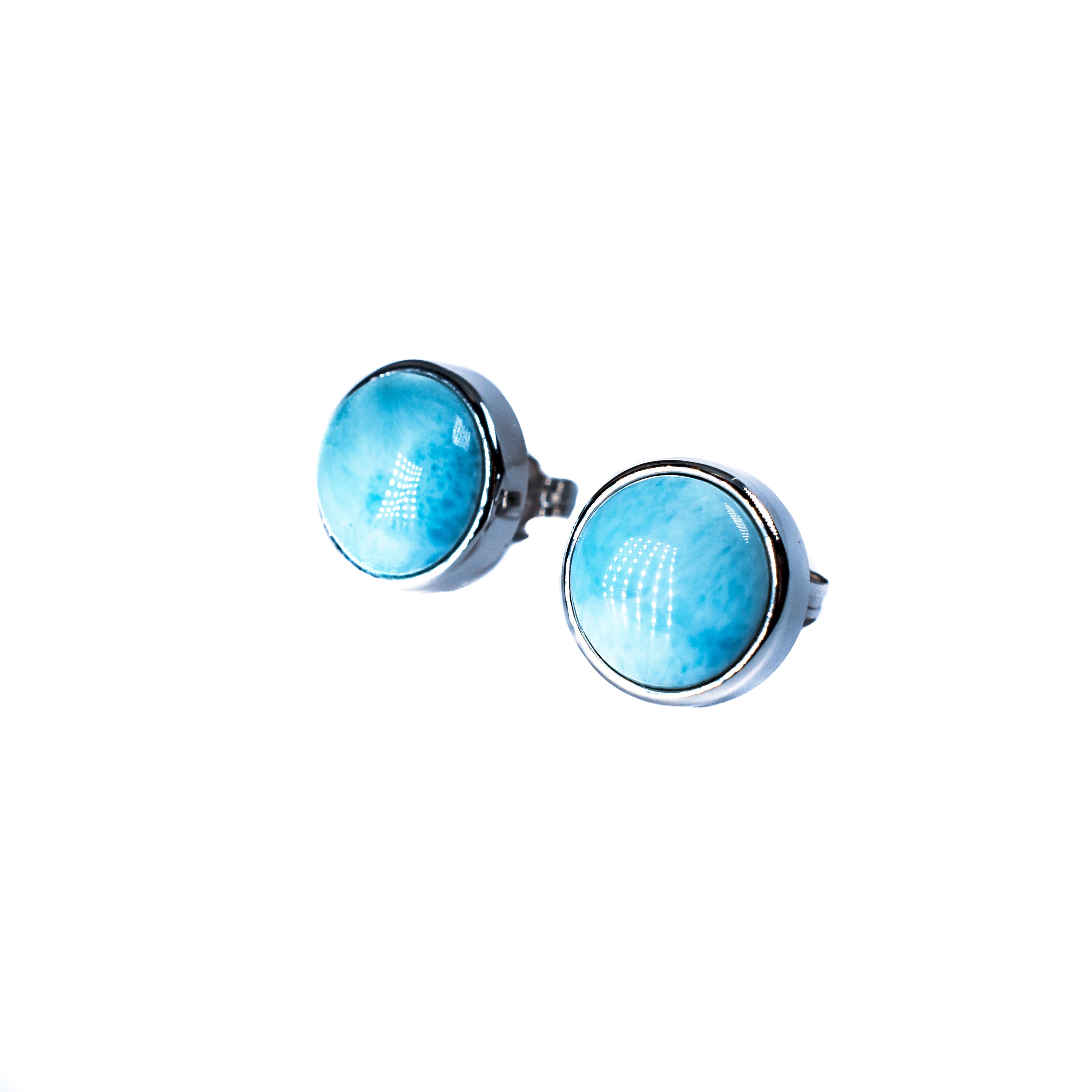 Sterling Silver Larimar 12mm Stud Earrings