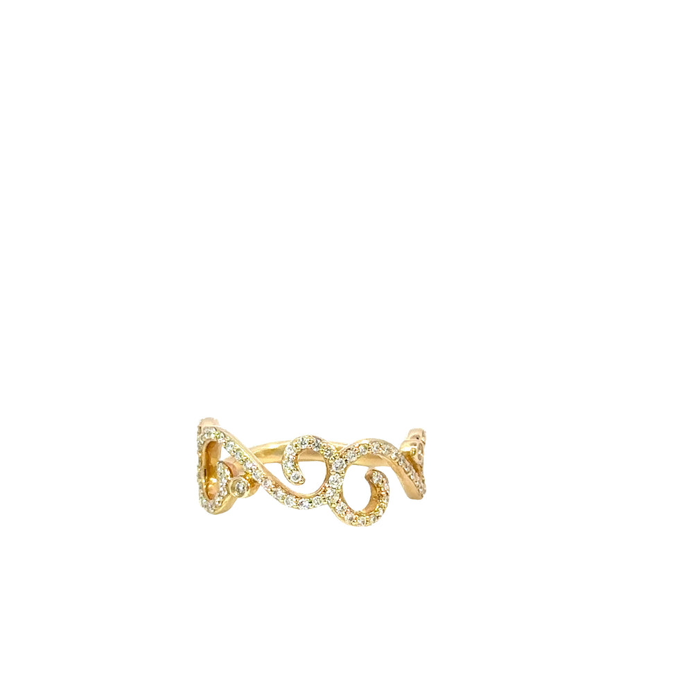14k yellow gold & diamond wave