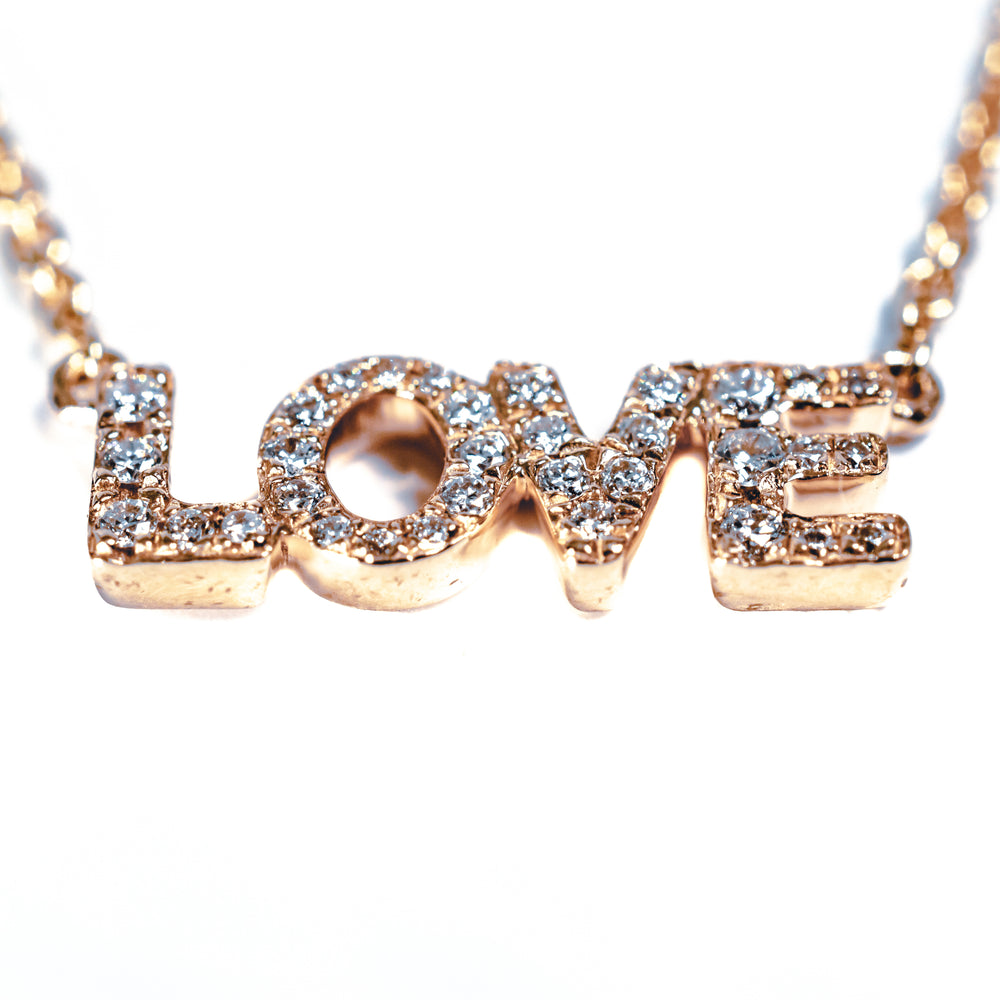 14kt Rose Gold Diamond LOVE Necklace