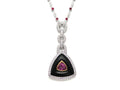 18kt White Gold Ruby and Pink Sapphire Diamond Pendant Necklace