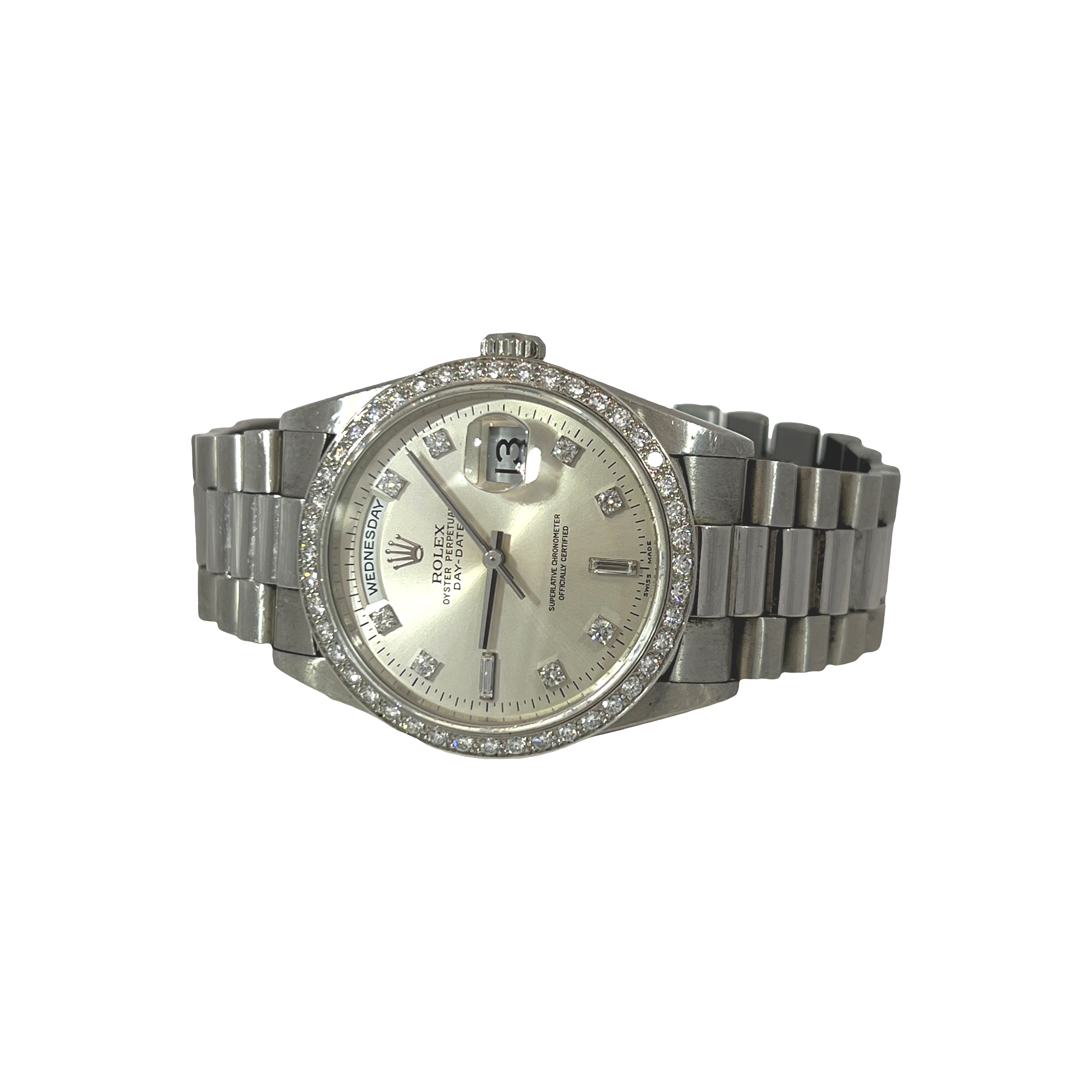 Rolex Day-Date 36 Platinum President Factory Diamond Dial & Diamond Bezel Ref. 18346