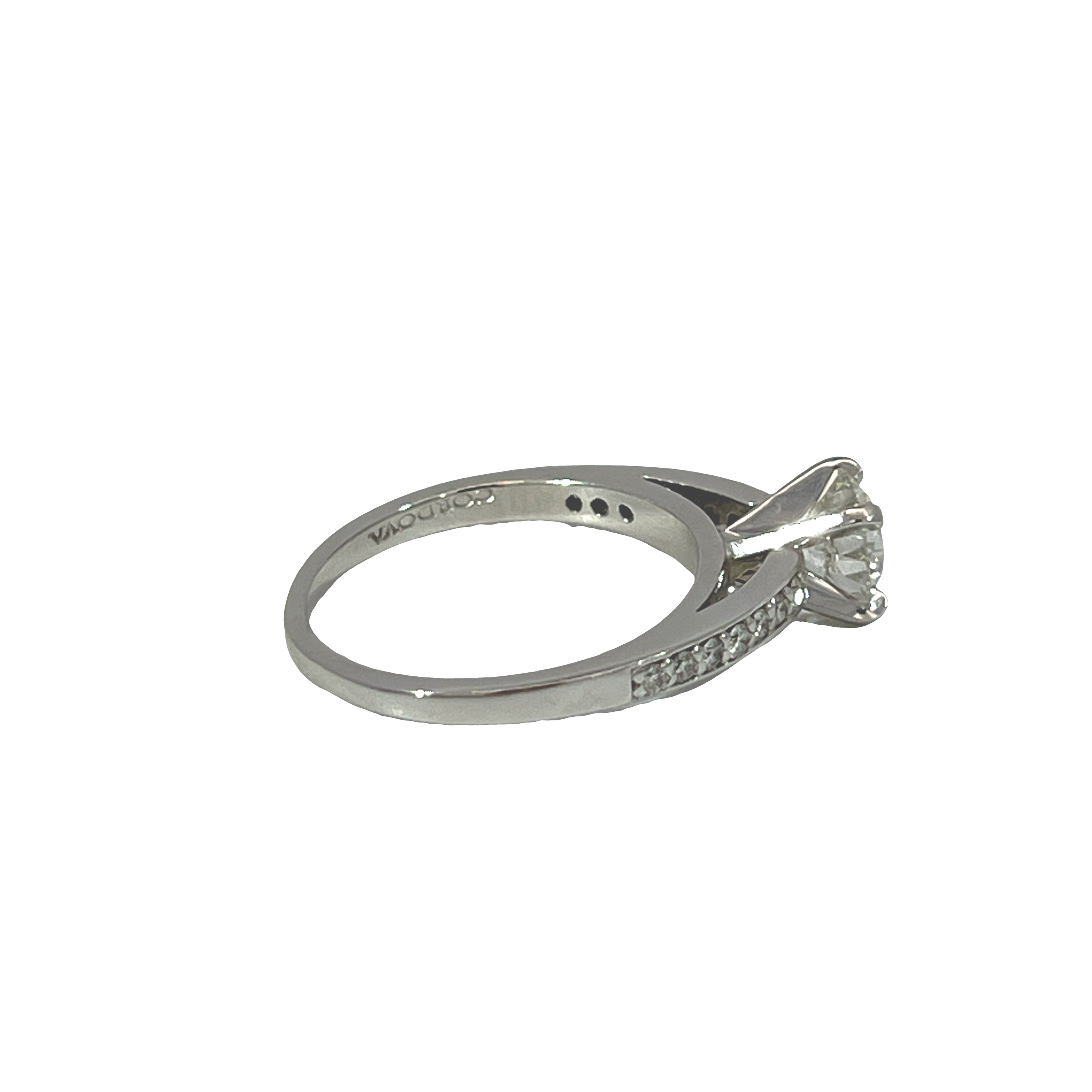Estate 14K White Gold GIA Certified 1.01 Carat Round Brilliant Diamond Engagement Ring