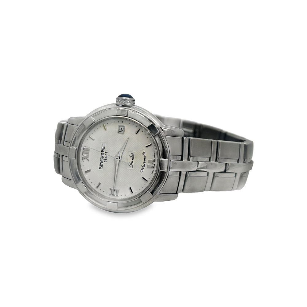 Pre-Owned Raymond Weil Parsifal Automatic White Dial Stainless Steel Men's Watch Box & Papers