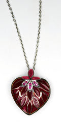 Sterling Silver Red Heart Necklace with Ruby