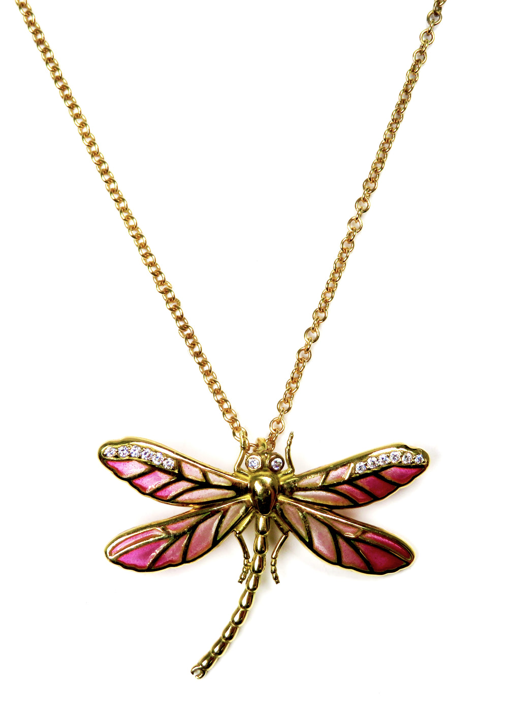 18kt Yellow Gold Nicole Barr Design Small Dragonfly Diamond Pendant