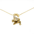 14kt Yellow Gold Diamond Alligator Pendant Necklace