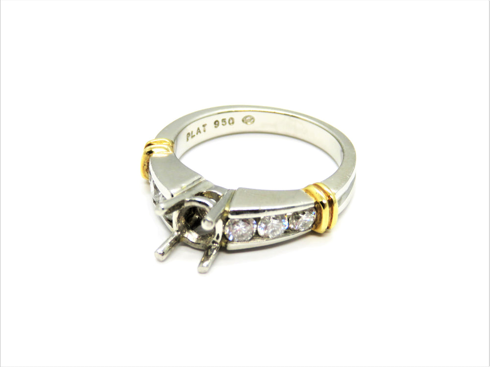 18kt Two Tone Gold Sapphire and Diamond Ring