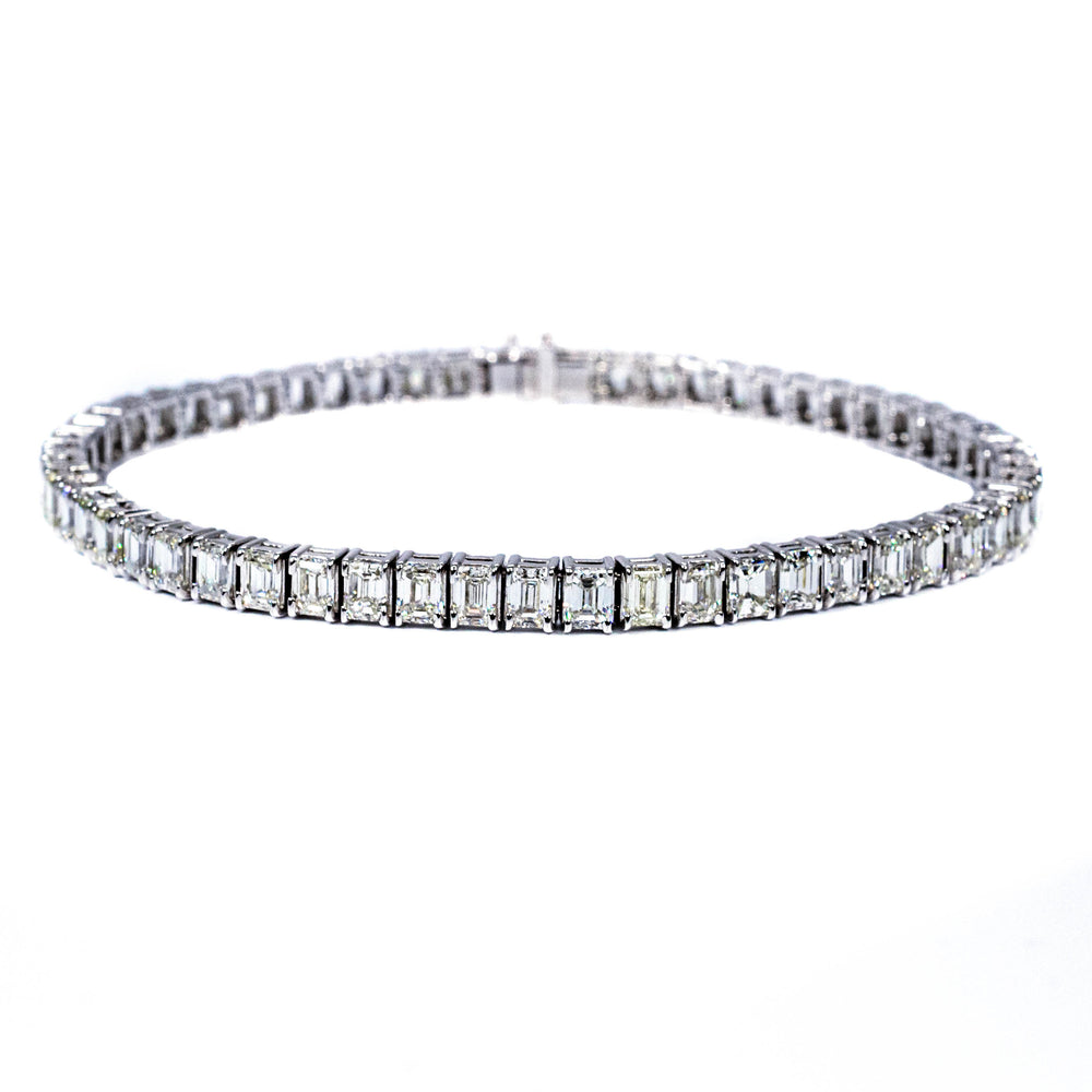 Platinum Emerald Cut 10ct Diamond Tennis Bracelet