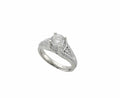 14kt White Gold Art-Carved 1ct Cushion Cut Diamond Engagement Ring