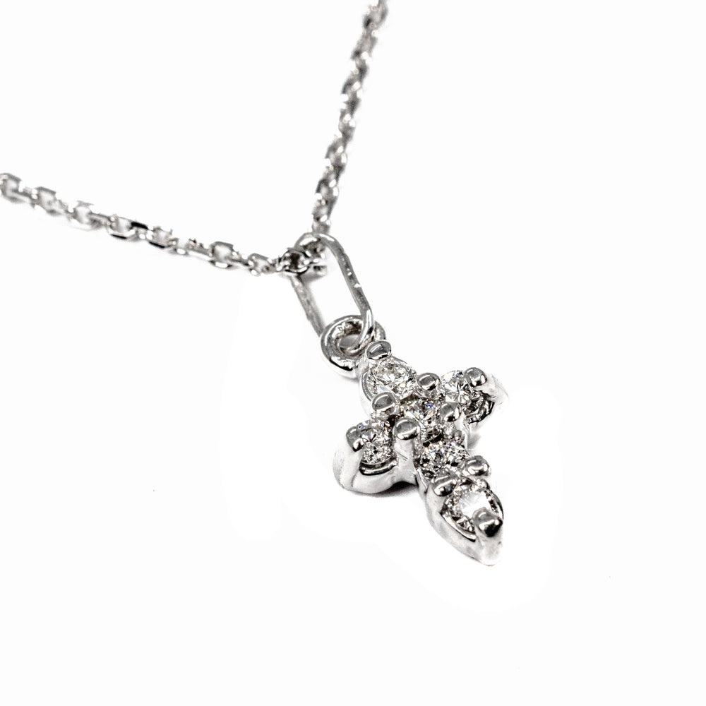14kt White Gold Small Diamond Cross 18" Necklace