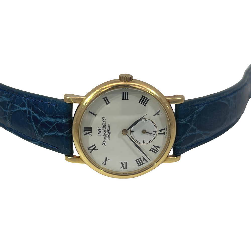 Estate Vintage IWC Schaffhausen 18K Yellow Gold Ultra-Thin Dress Watch Small Seconds 34mm