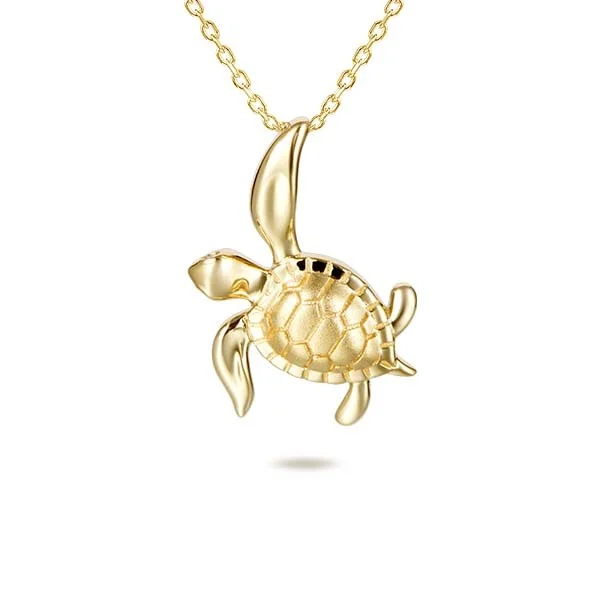 14kt yg Turtle necklace with d