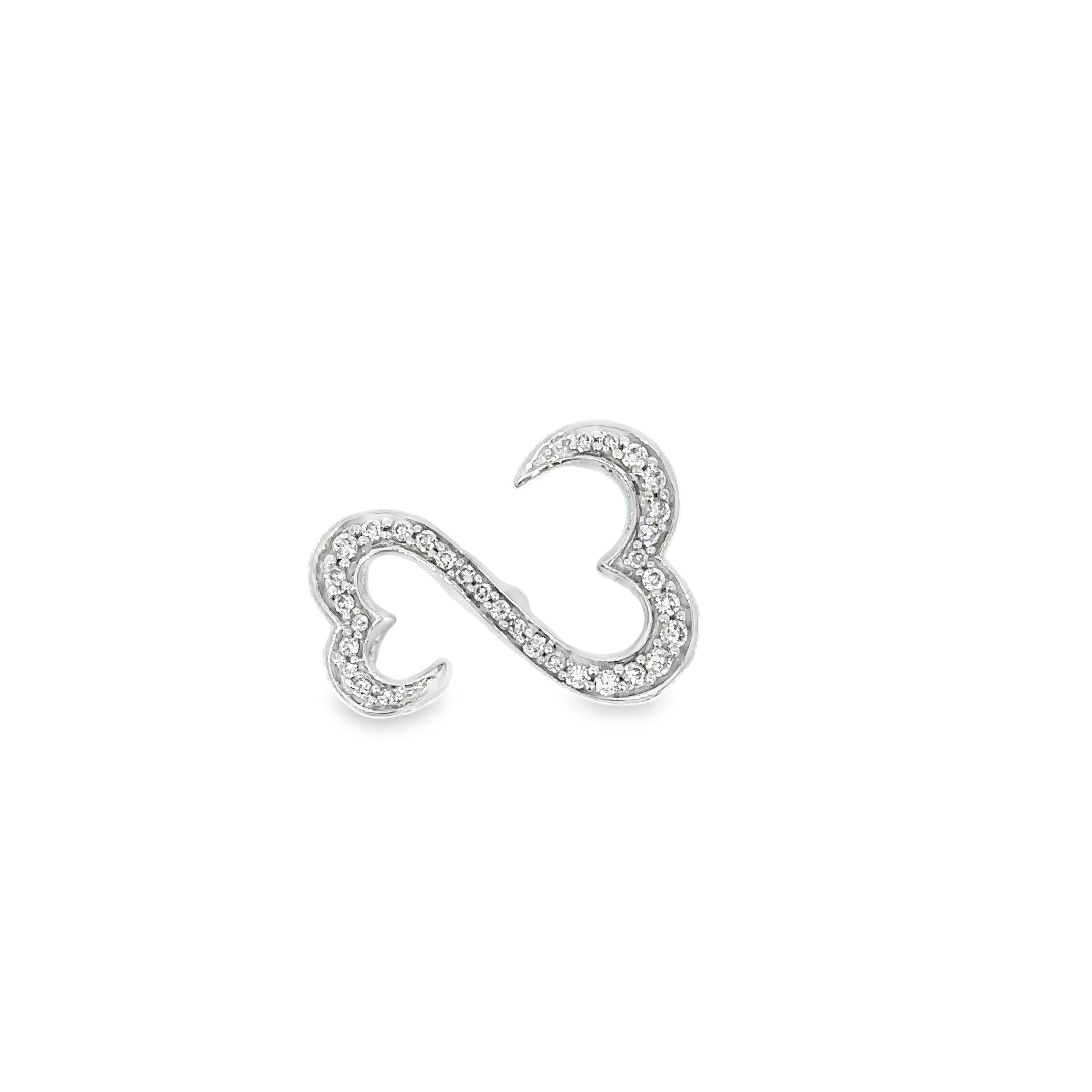 14k White Gold Double Open-Ended Heart Pendant