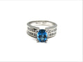 18kt White Gold Blue Topaz and Diamond Fashion Ring