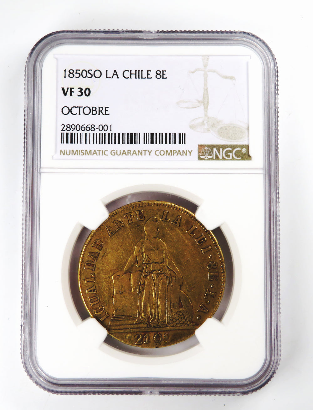 1850SO 
8 Escudos 
Republica