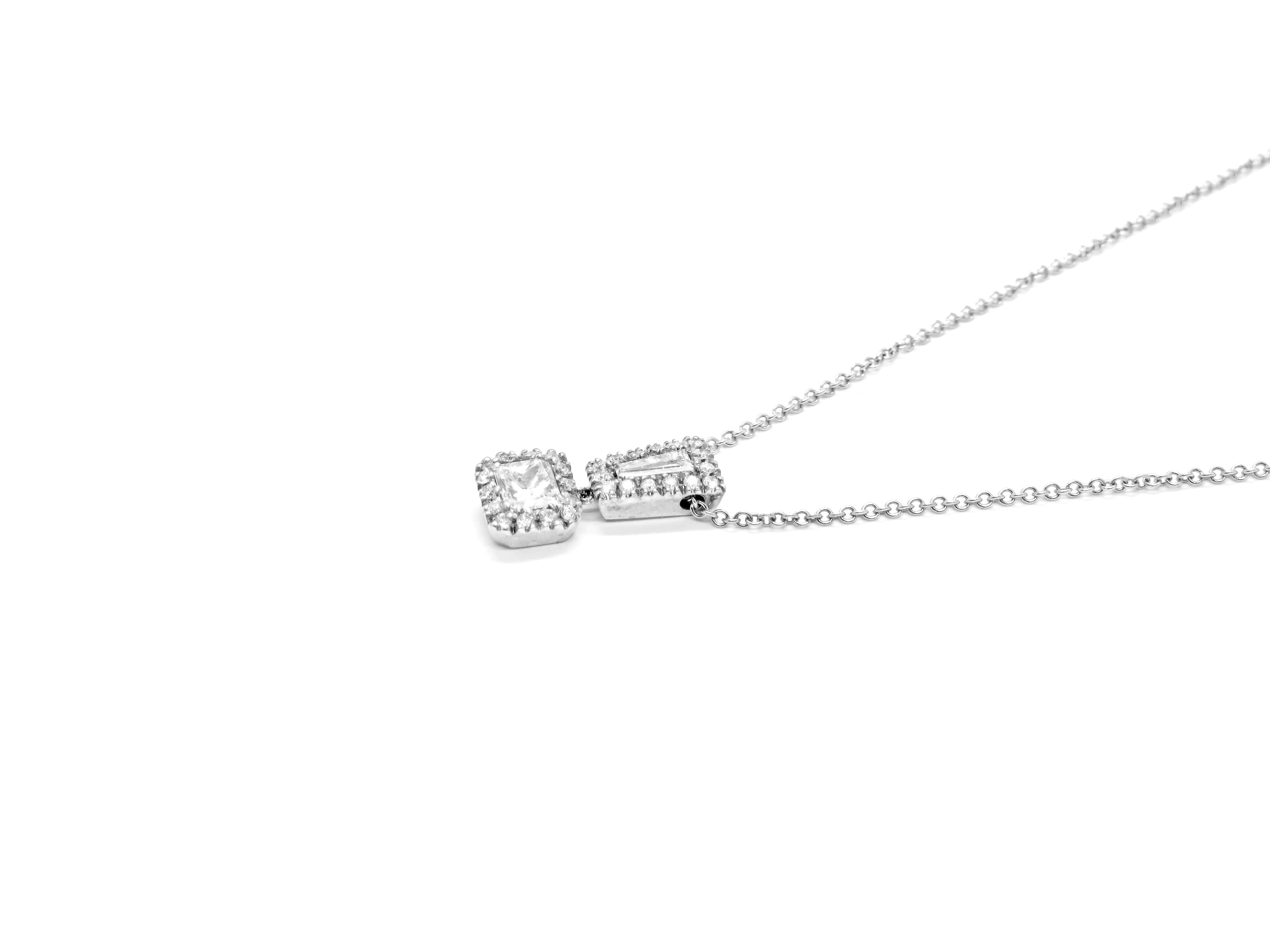 14kt White Gold Diamond Exclamation Point Drop Necklace